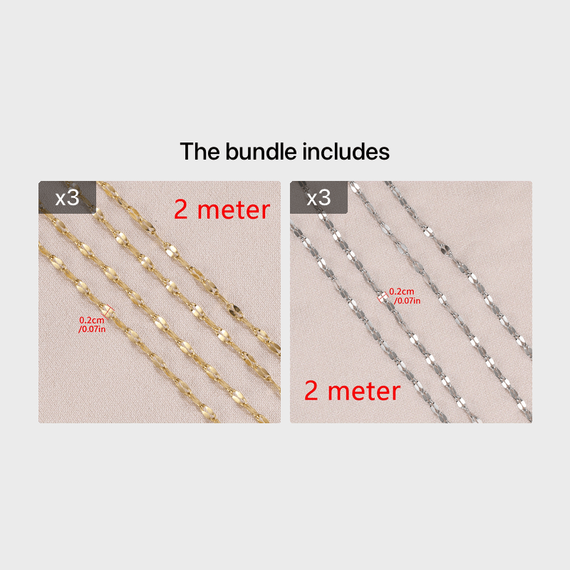 2Meters/78.74inch Golden Stainless Steel Lips Chains For Necklace Choker Bracelet Jewelry Making DIY Components Chain Accessories No Fade