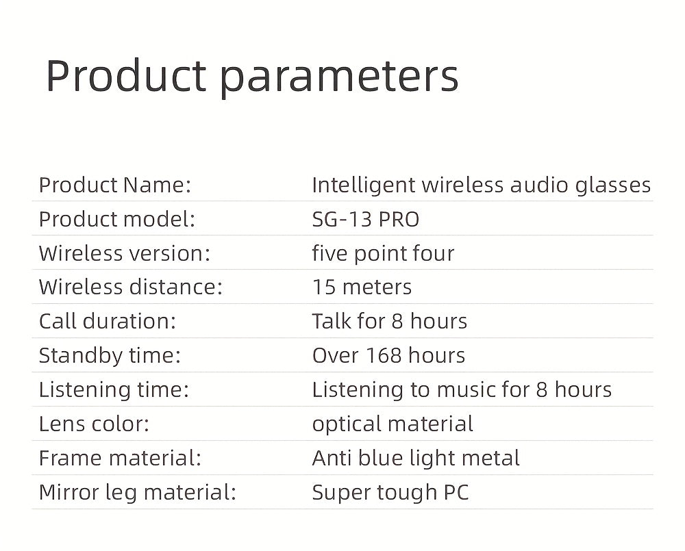New Fashionable Smart Audio Glasses with Built-in Microphone And Speaker, High-definition Voice Calling, Hifi Sound Quality, Suitable for Driving, Outdoor Work, Daily Home Wear, Compatible with IOS/Android Phones, Suitable fo