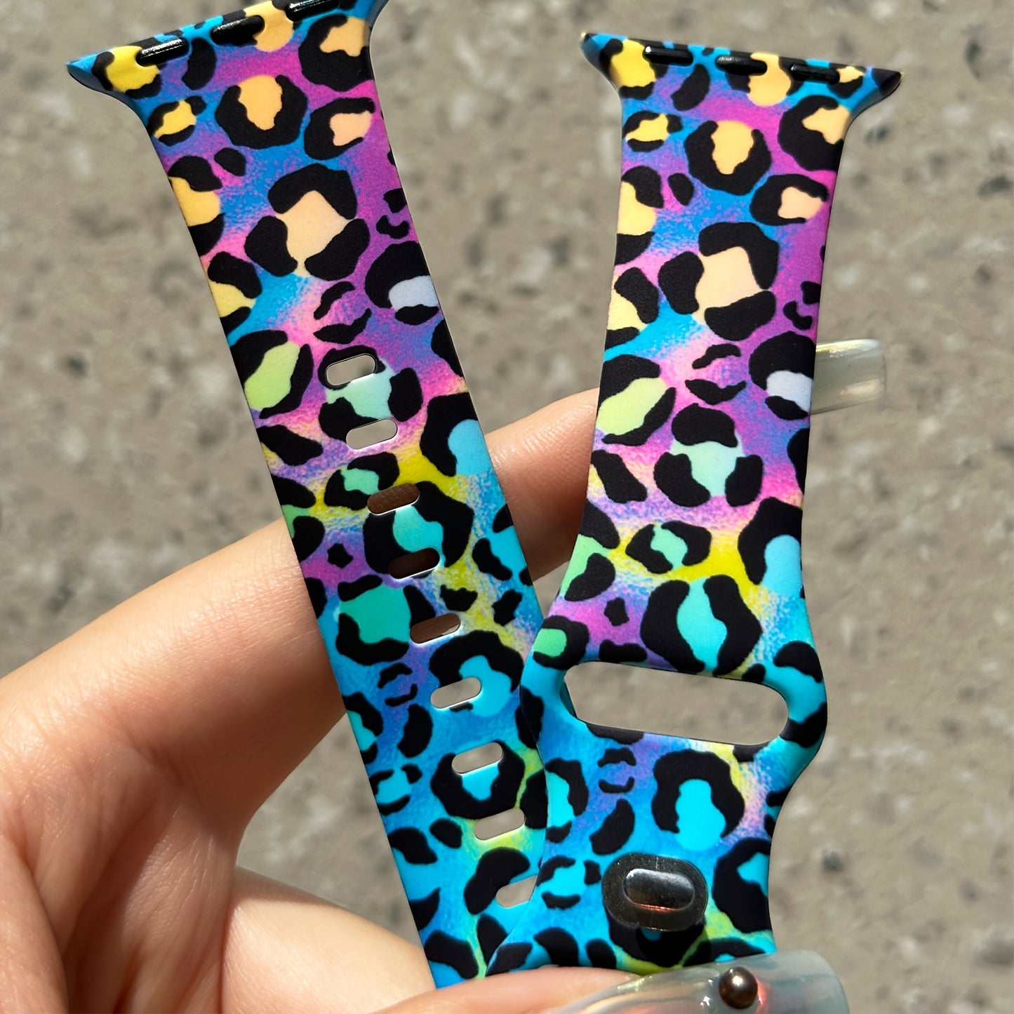 Gradient Double Sided Printed Silicone Strap For Smart Watches 38mm 40mm 41mm 42mm 44mm 45mm Tie-dye Sport Style Bracelet Band