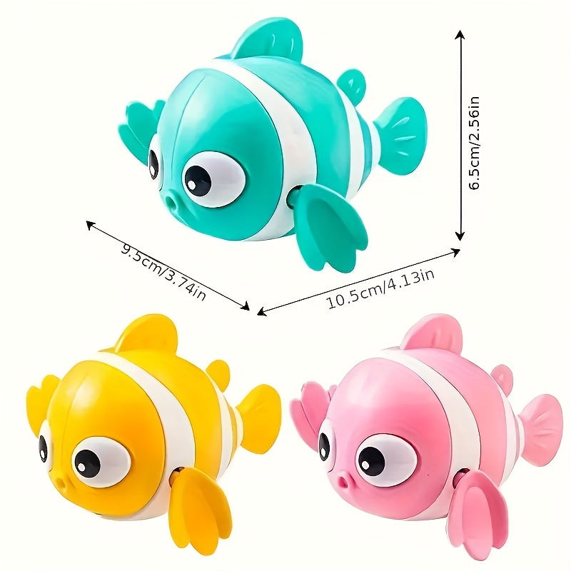 3 Packs Floating Kids Bath Toy: Wind-Up Swimming Clown Fish Floating Water Toy Clockwork Bathtub Toys for Kids, Cute Pool Toys for Christmas Gifts, Random Color