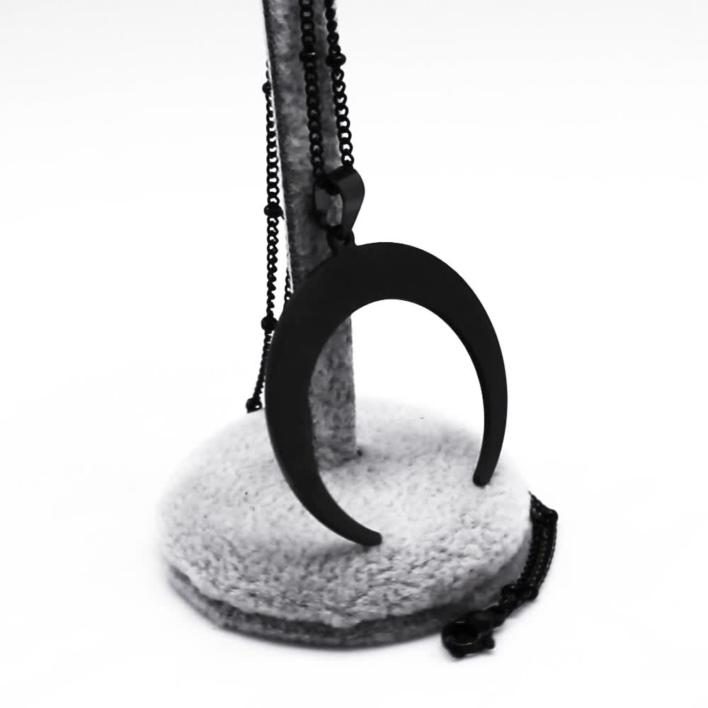 Gothic Stainless Steel Moon Necklace For Women Black Color Big Neckless Jewelry