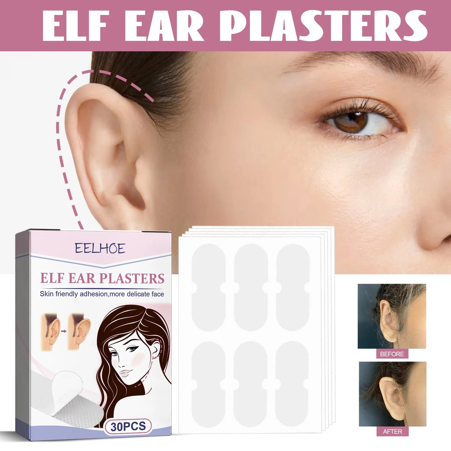 EELHO Fairy Small Invisible Breathable Waterproof Corrective Ear Fix Face Makeup Products