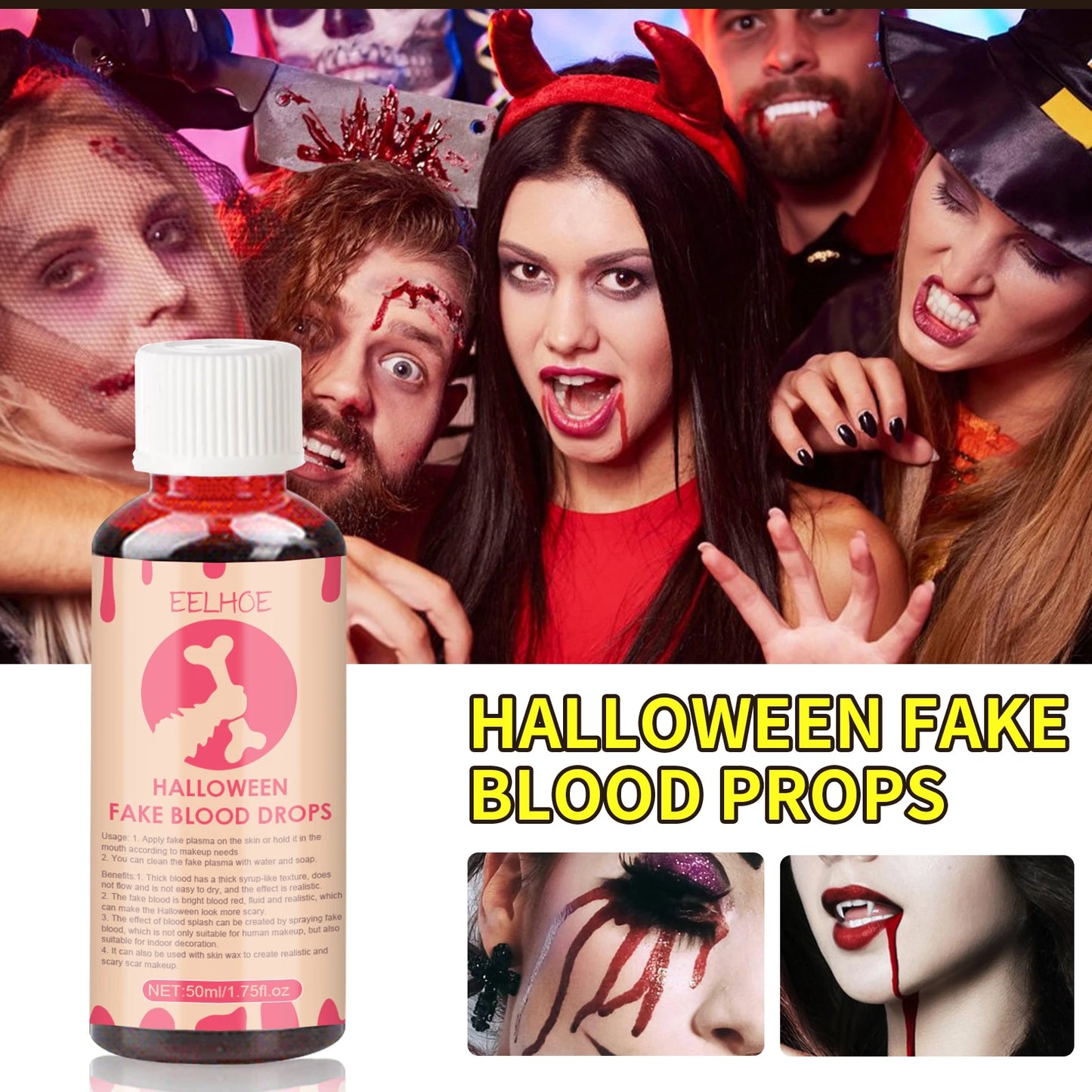 EELHOE Halloween Plasma Props Zombie Blood Simulation Parody Makeup Blood Vampire Makeup Products