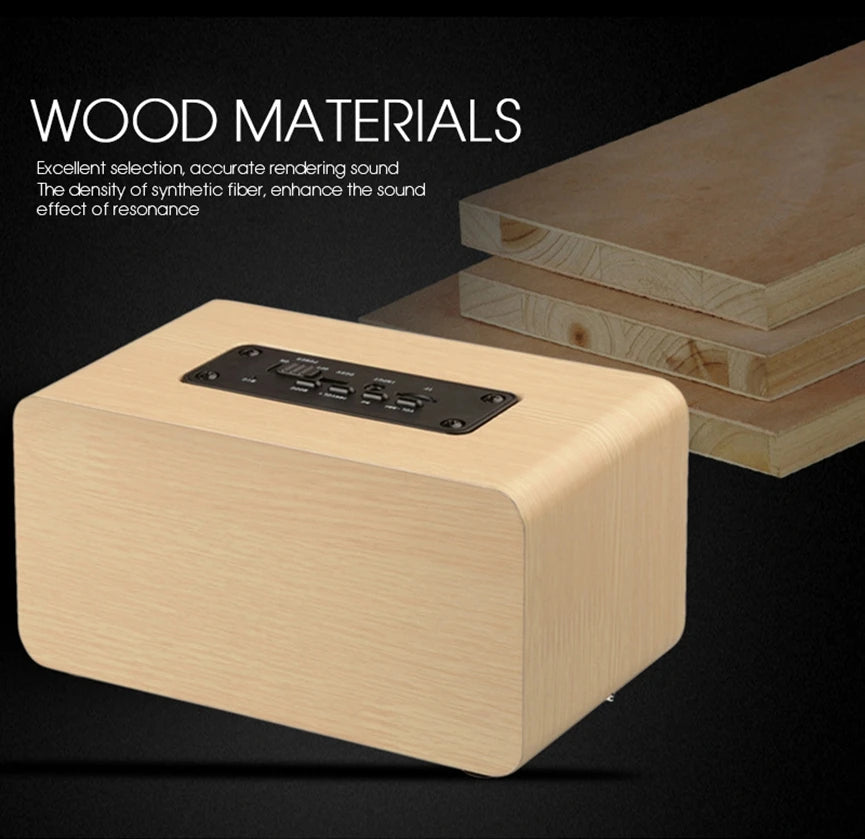 6W Wooden Bluetooth Speaker Portable Stereo HiFi Speakers TF Play Hand Free Call AUX Input Super Bass Loudspeaker Dual Subwoofer