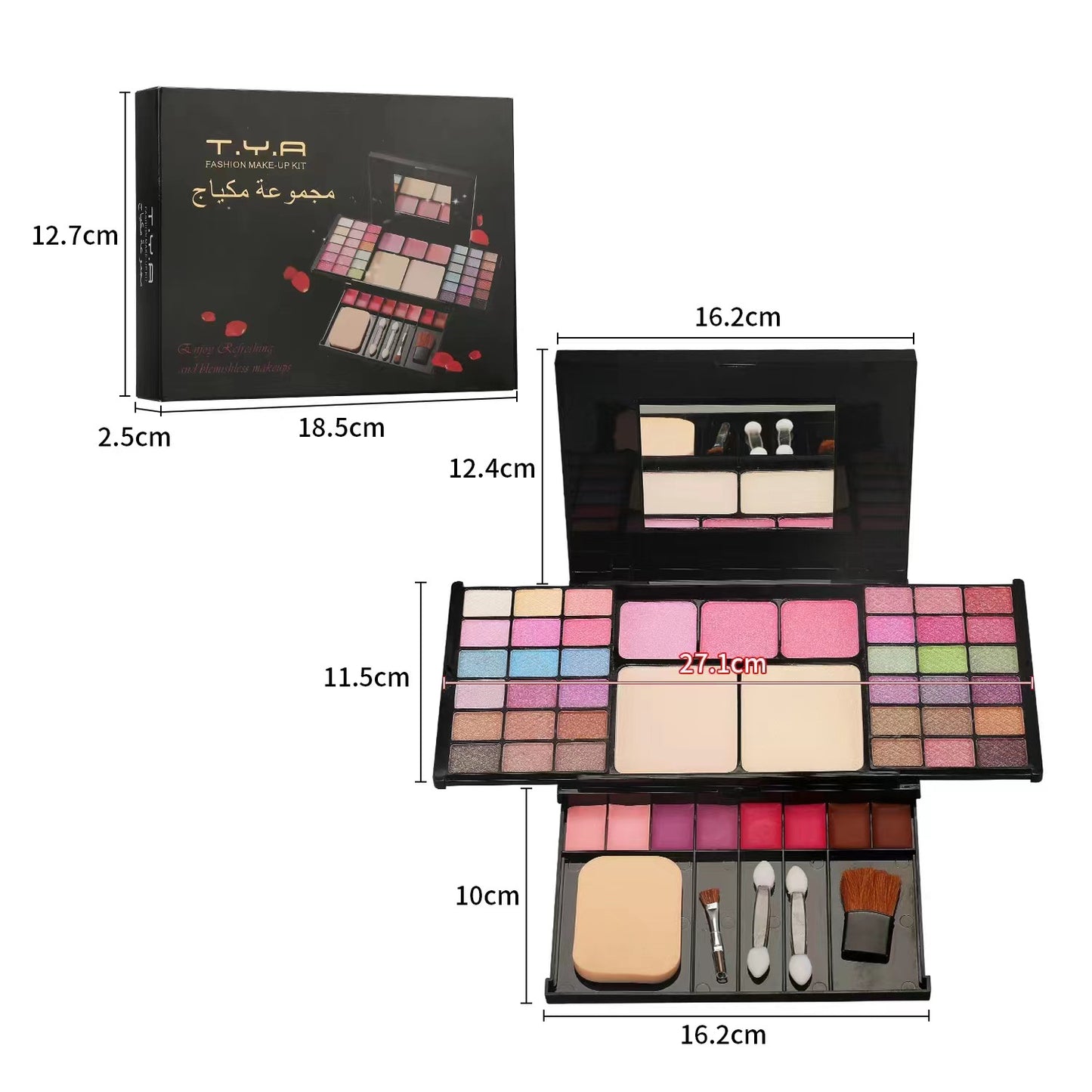 Makeup Gift Set for Women Full Kit All in One Make up Eyebrow Powder Lipstick Lip Gloss Brush Shimmer Glitter Eyeshadow Palette