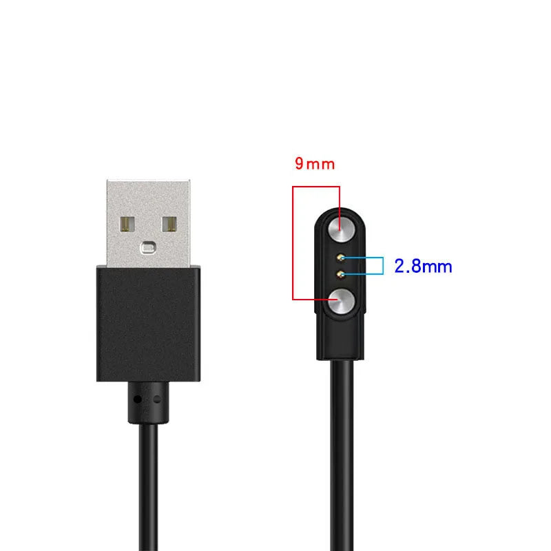 محول شاحن ساعة ذكية مزود بدبوسين و4 دبابيس وكابل شحن USB لساعة ذكية للبالغين/الأطفال وملحقات سلك شحن الطاقة