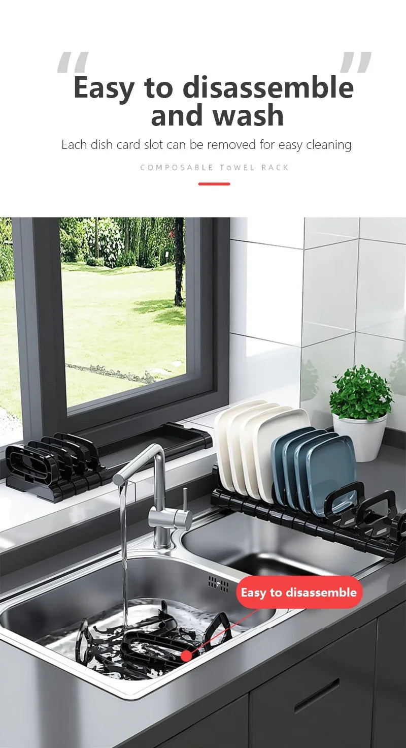 Kitchen Cabinet Dish Storage Rack Drawer Built-in Dish Drain Rack Plate Divider Storage Rack Kitchen Accessories Organizer