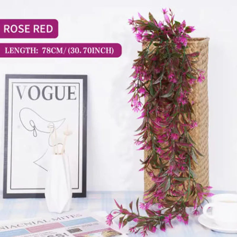 أوراق الكروم ديكور غرفة المنزل نبات صناعي معلق أوراق بلاستيكية عشب الزفاف نبات أخضر لبلاب ديكور المنزل والحديقة الخارجية