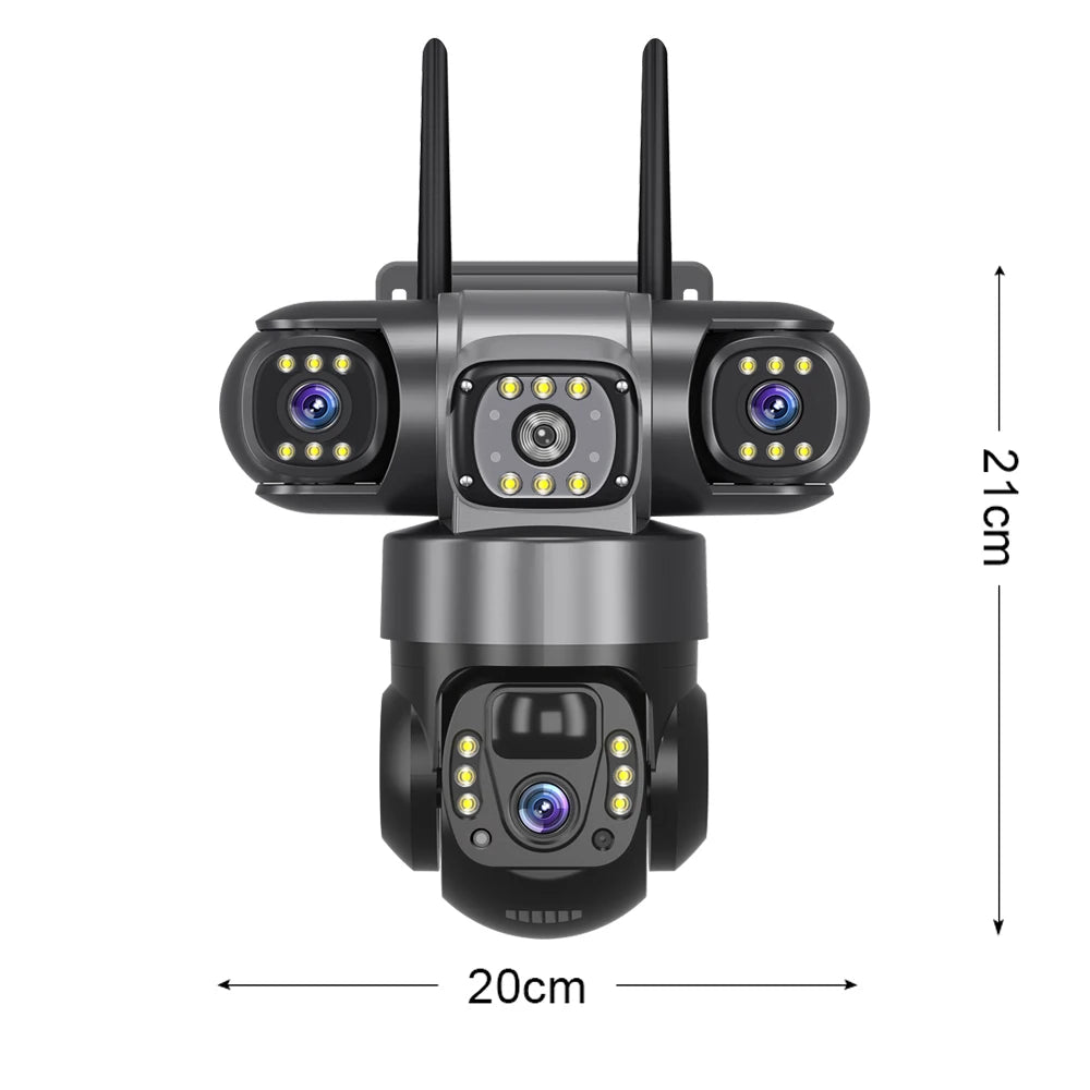 V380 Pro Solar Camera 4G SIM Outdoor 3 Lens Three Screens Webcam PIR Human Detect CCTV Security Video Battery PTZ IP Camara