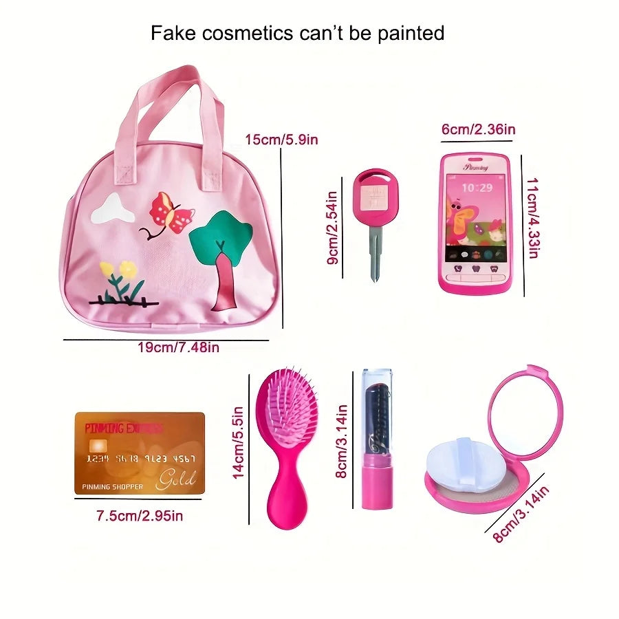 مجموعة مكياج تظاهرية للبنات مع حقيبة مستحضرات تجميل، لعبة بيت مكياج، مجموعة سفر للهاتف المحمول، مجموعة تجميل الأظافر، أحمر الشفاه، لعبة ممتعة