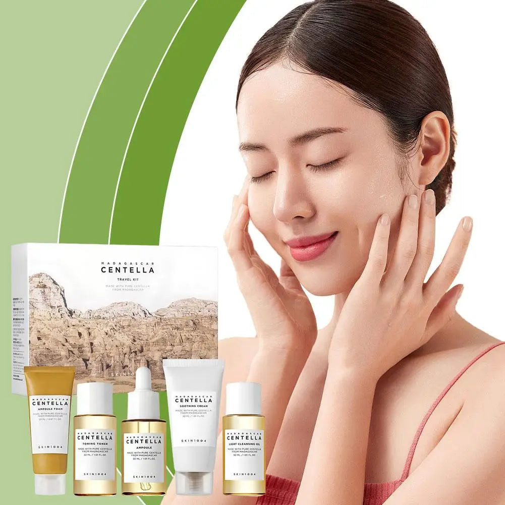 Centella Asiatica Skincare Travel Set 5 items - Toner Whitening Cream Cleansing Oil Cleanser Gently Repair The Skin Barrier