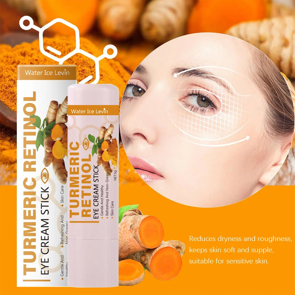 Turmeric eye cream stick nourishes the skin, improves fine lines, relieves eye bags and dark circles, and brightens the eye skin