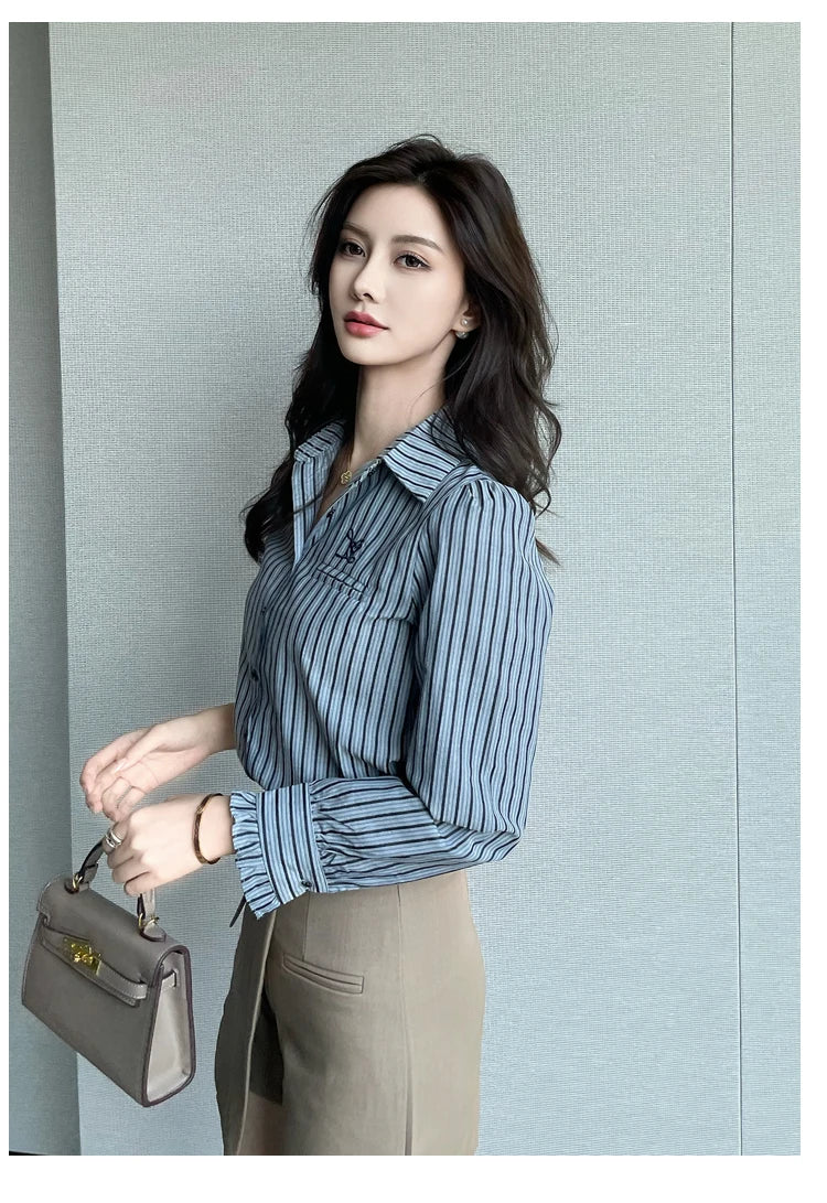 Fashion design Women Blouses for a Chic Look New elegant office ladies striped shirts tops