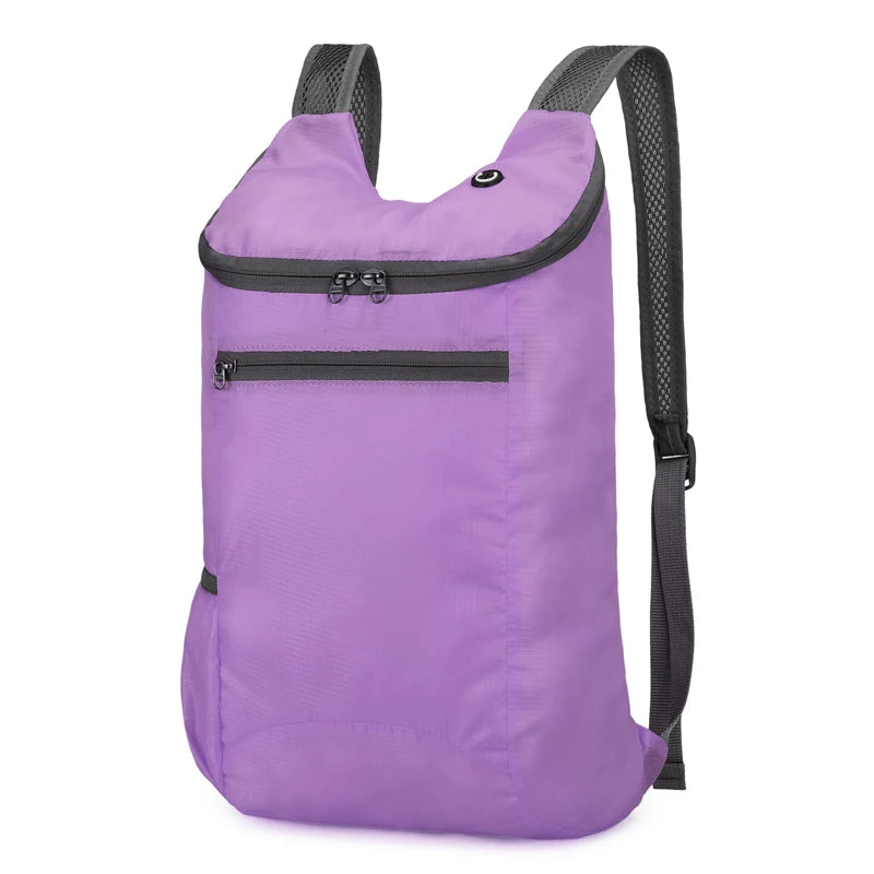 حقيبة ظهر رياضية ترفيهية خارجية، حقيبة قابلة للطي، تخزين خفيف، مقاومة للتآكل، حقيبة ظهر للمشي لمسافات طويلة وركوب الدراجات