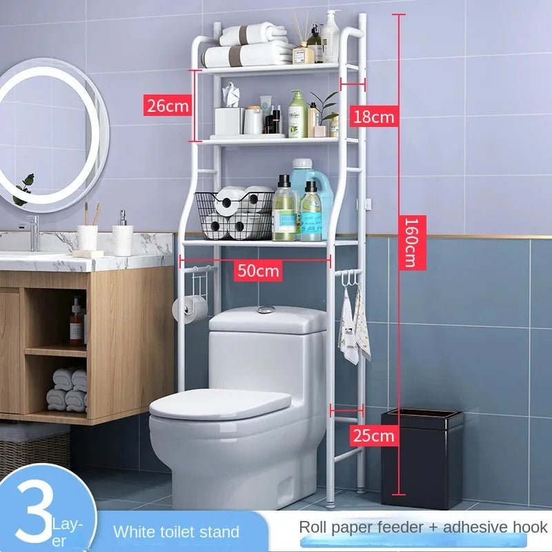Bathroom Toilet Shelves Storage Rack To Floor Toilet Rack Washroom Punching Free Washing Machine Basin Storage Rack Wall Shelf
