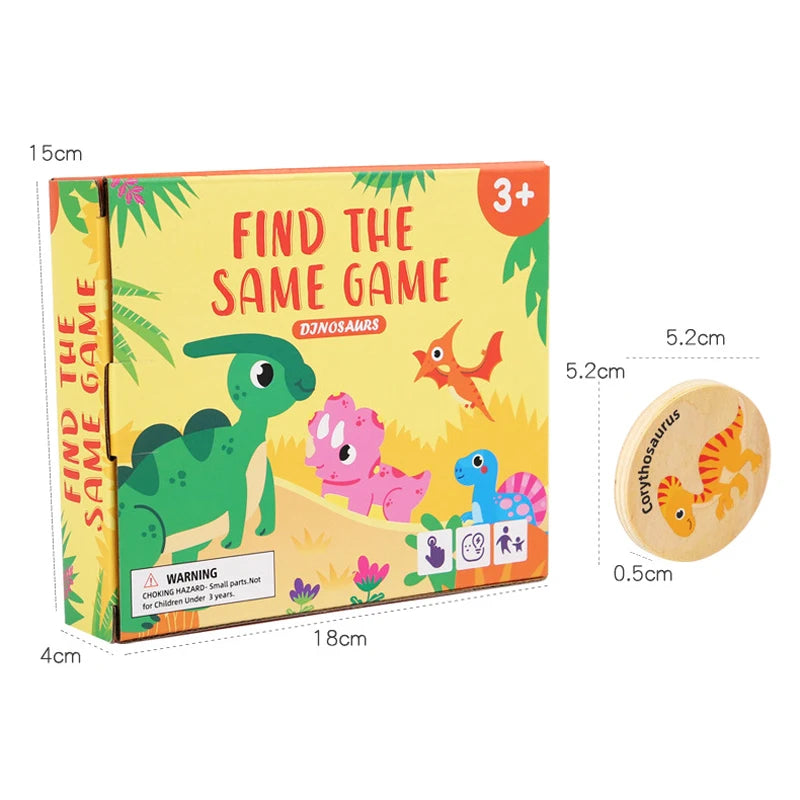 Children Wooden Toy Memory Find The Same Dinosaur Matching Jigsaw Puzzle Game Montessori Baby Educational Toys For Kids