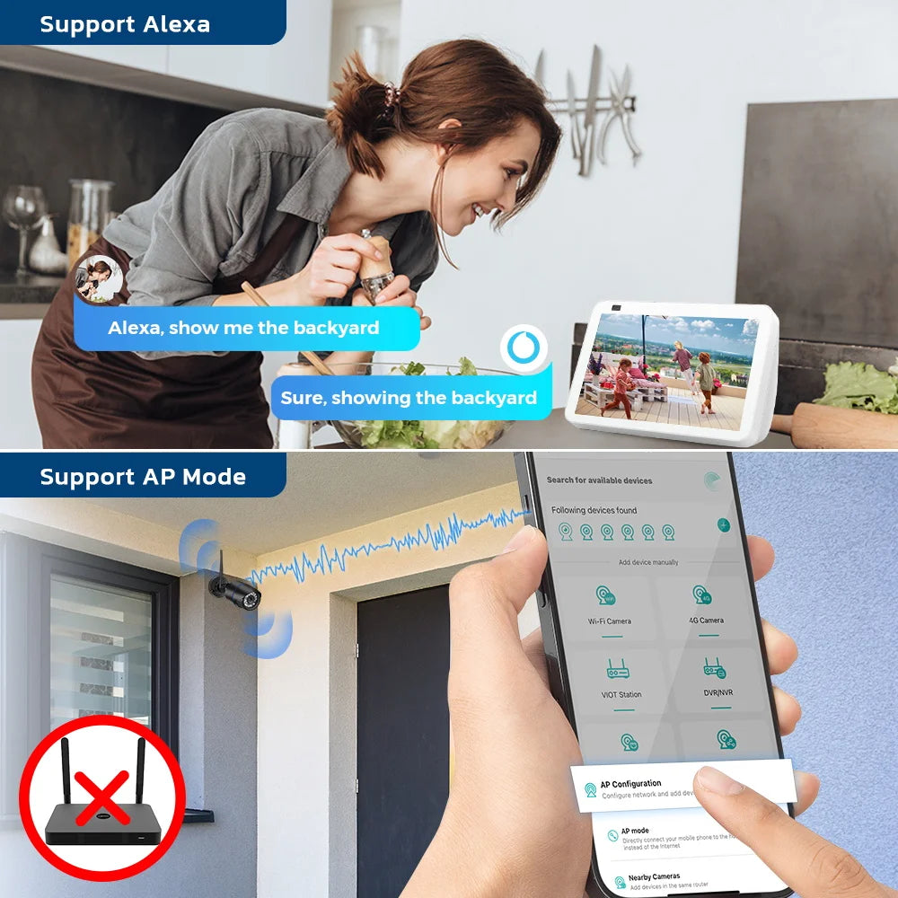 WiFi IP Camera Outdoor Bullet Security Camera AI Human Detection Wireless Video Surveillance CCTV 5MP HD Camara XMEYE/ICSEE APP