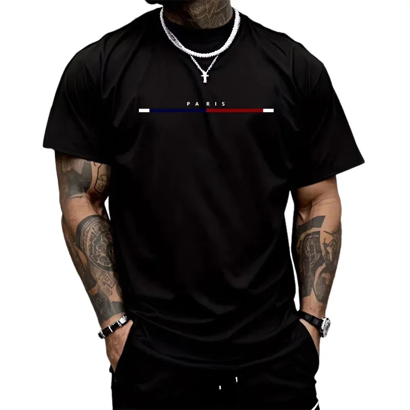 Fashion Mens T-shirt Cotton Printing Short Sleeved Daily Casual Tees Outdoor Sports Jogging Clothing Street Soft Loose T-shirt