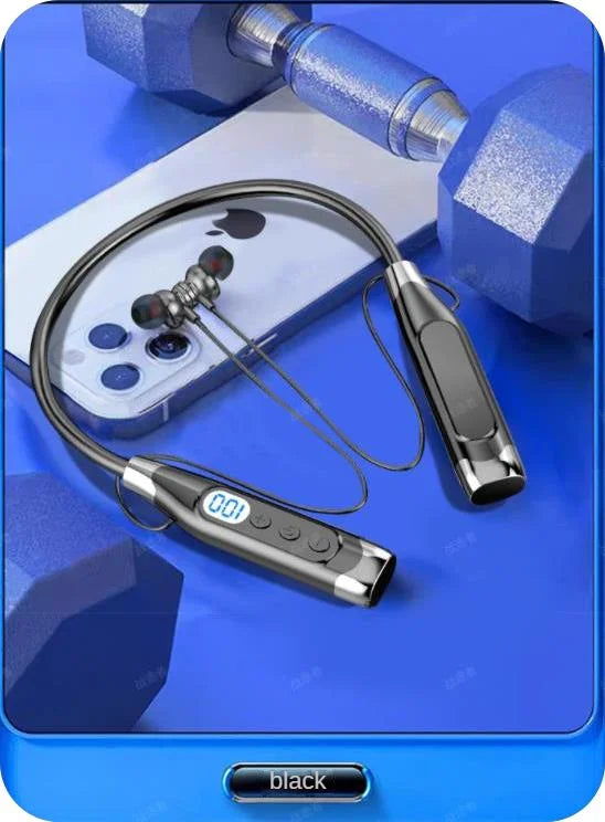 Bluetooth Headset Wireless Headphone LED Digital Display Neck-hanging Headphone Be Inserted Card Bluetooth Earbuds Sport Running