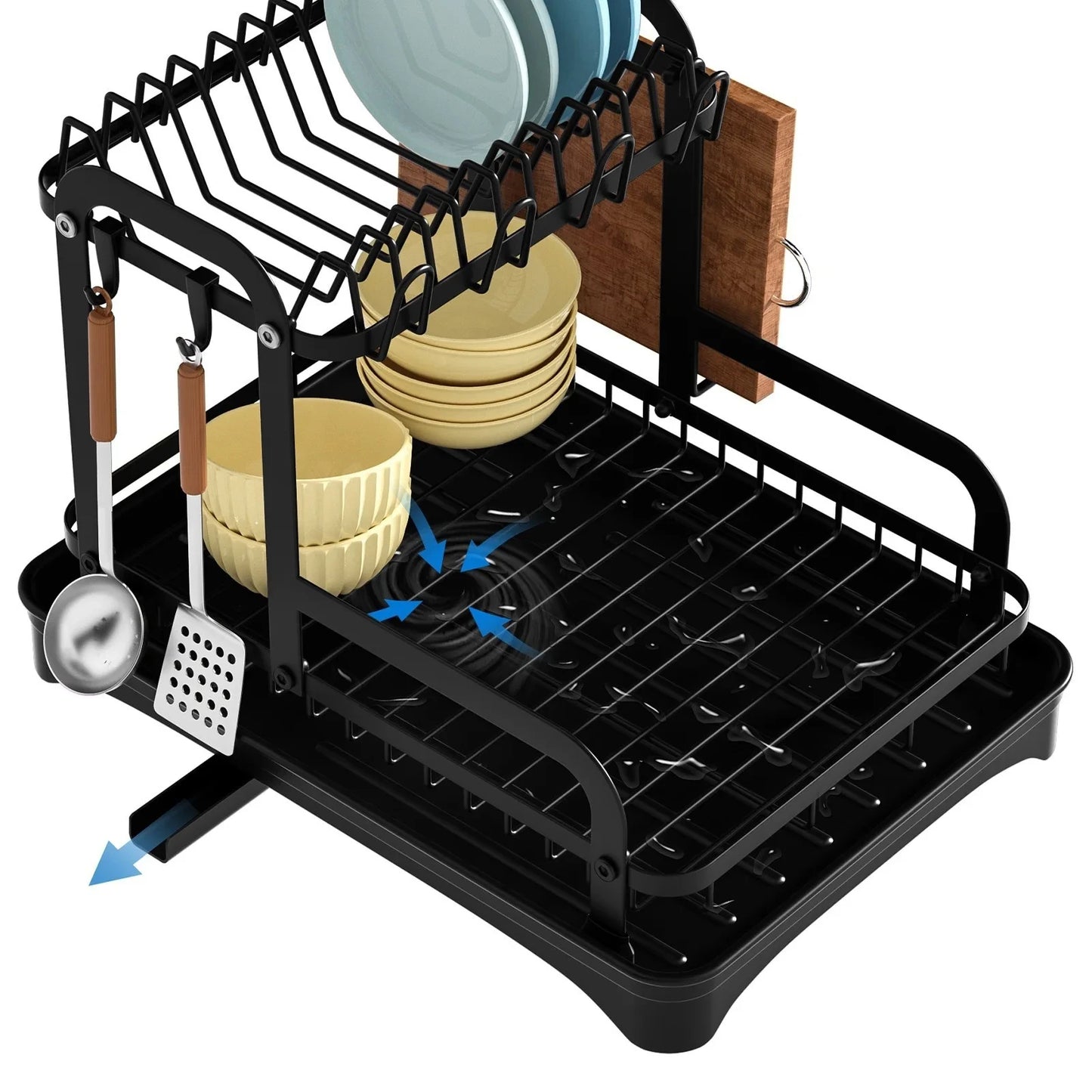 Kitchen Desktop Shelf Multi-functional Large Capacity Kitchenware Tableware Organizer Dish Drainage Rack Cutlery Storage Rack