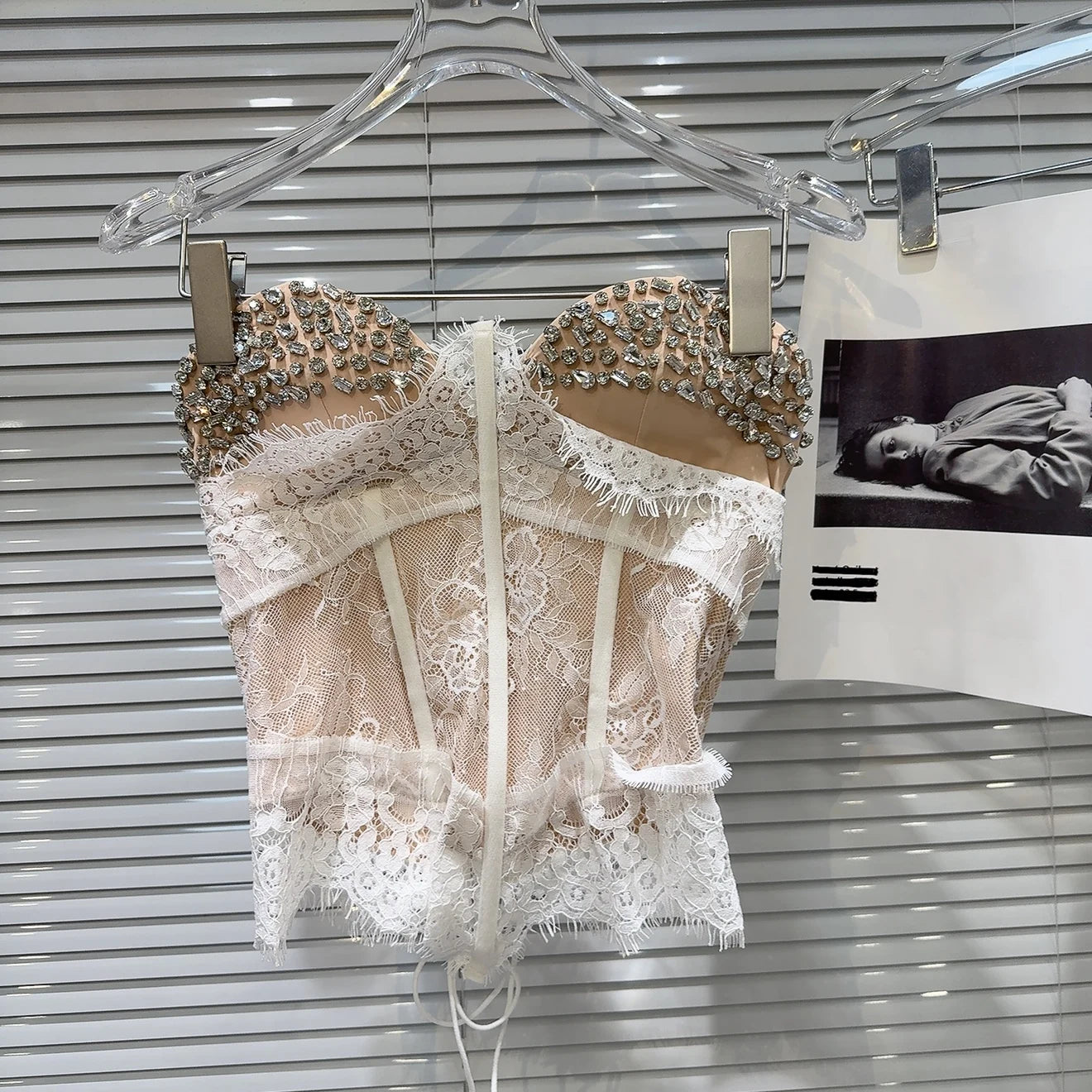 Women Versatile Fashion Outwear Vest 2025 Summer New Heavy Industry Rhinestone Nail Drill Fishbone Strapless Camisole