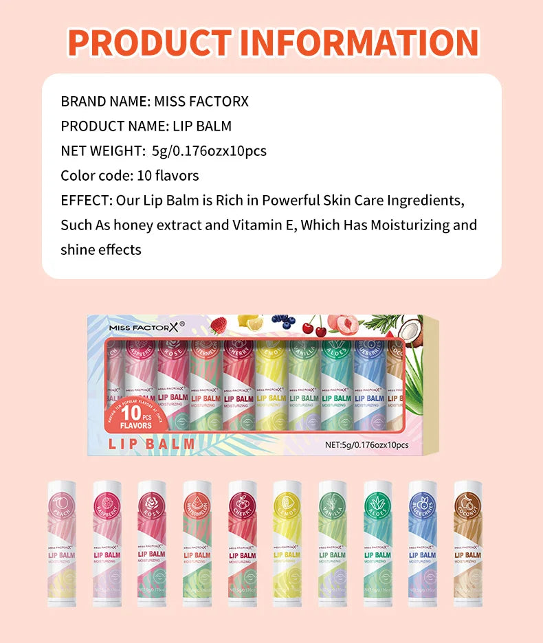 Lipstick set 10pcs, naturally finished, moisturizing lip care, lasting luster, suitable for all skin types, holiday gifts