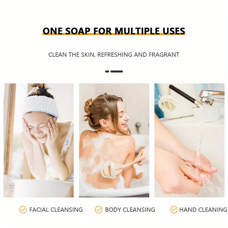 2PCS lemon handmade soap, moisturizing and cleaning, suitable for all skin types, can be used by both men and women,