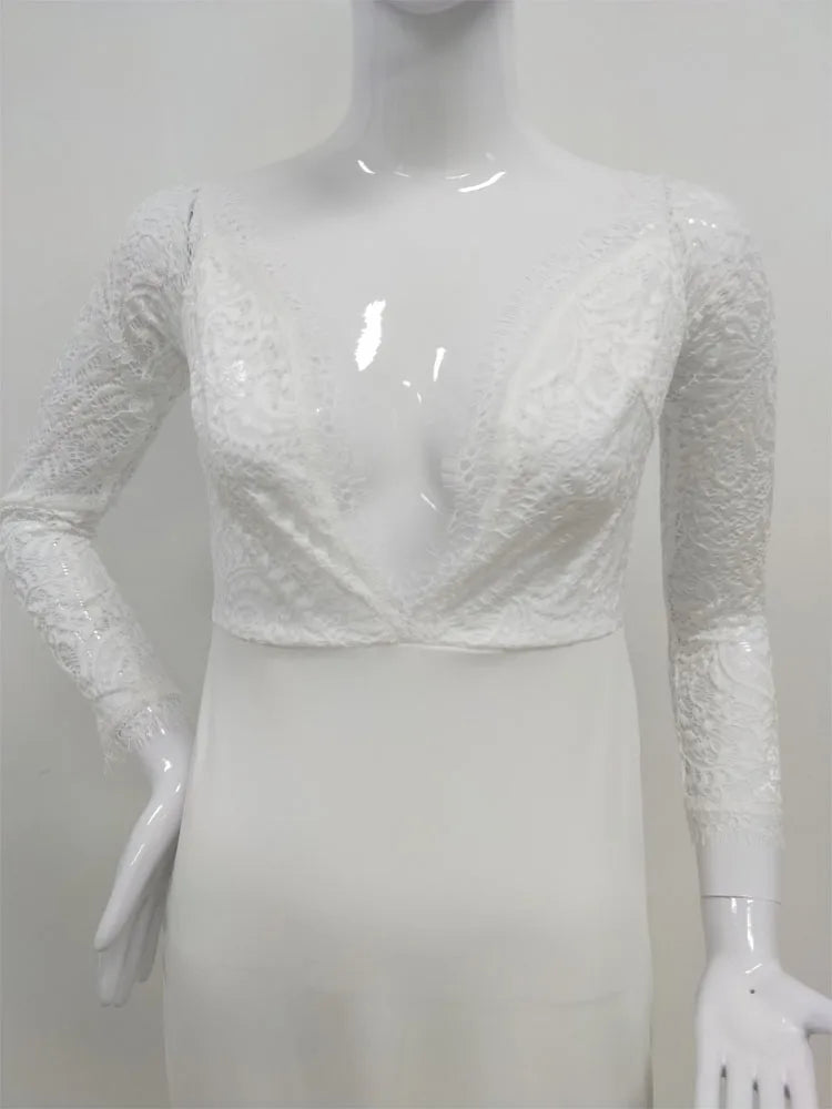 Fashion Female French Wedding Dress Sexy Elegant Lace Evening Dresses Long Vestidos Summer Dress Sexy Dress Women