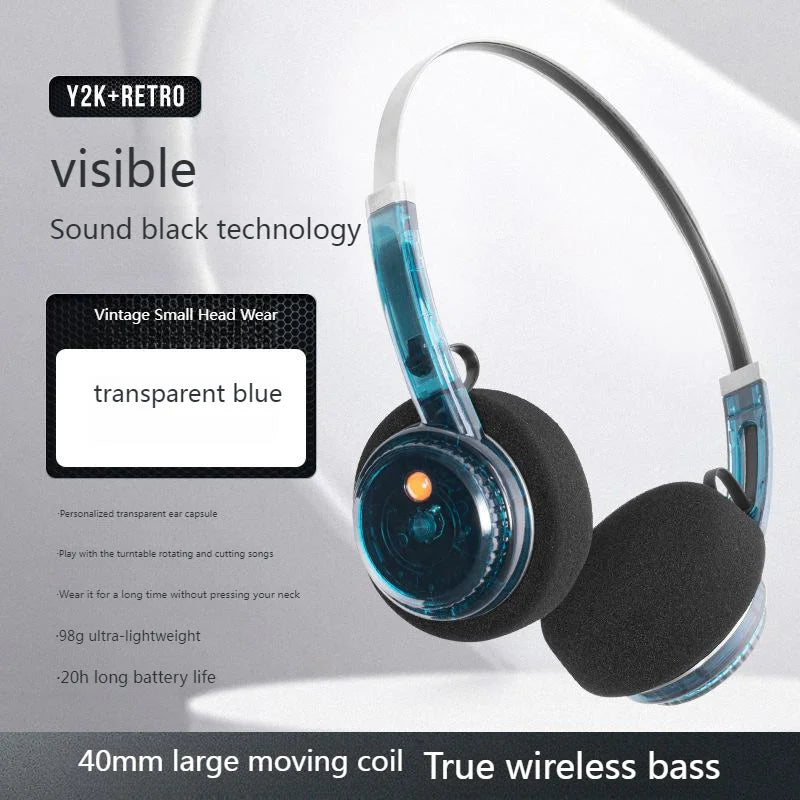 Bluetooth Headset Light Weight Retro Style Rechargable Small Head Long Battery Life Rotary Switch Headphone Cool Beautiful