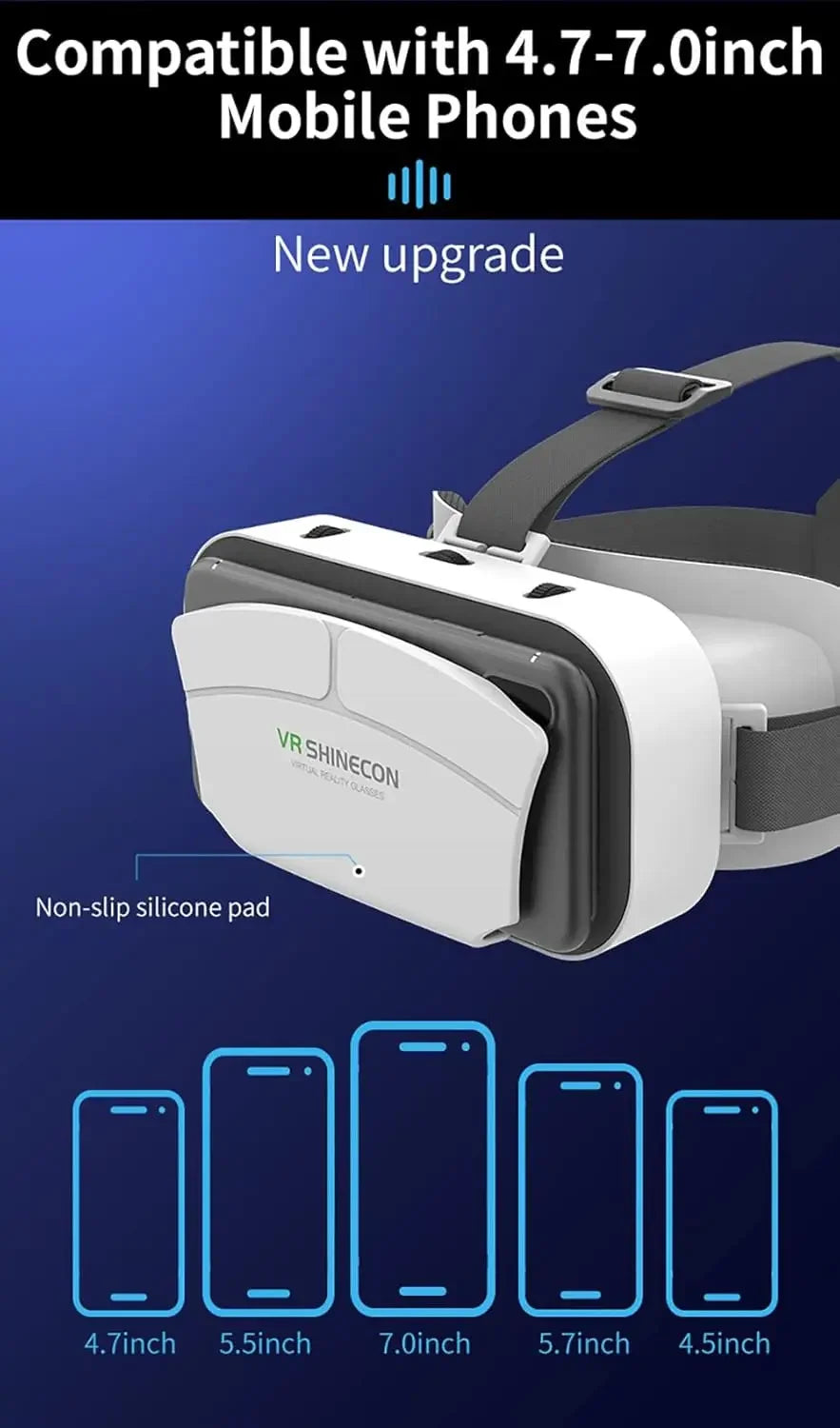 VR Headset Compatible with Phone Within 4.7-7.2inch Display Screen- Universal Virtual Reality Goggles- New 3D Glasses