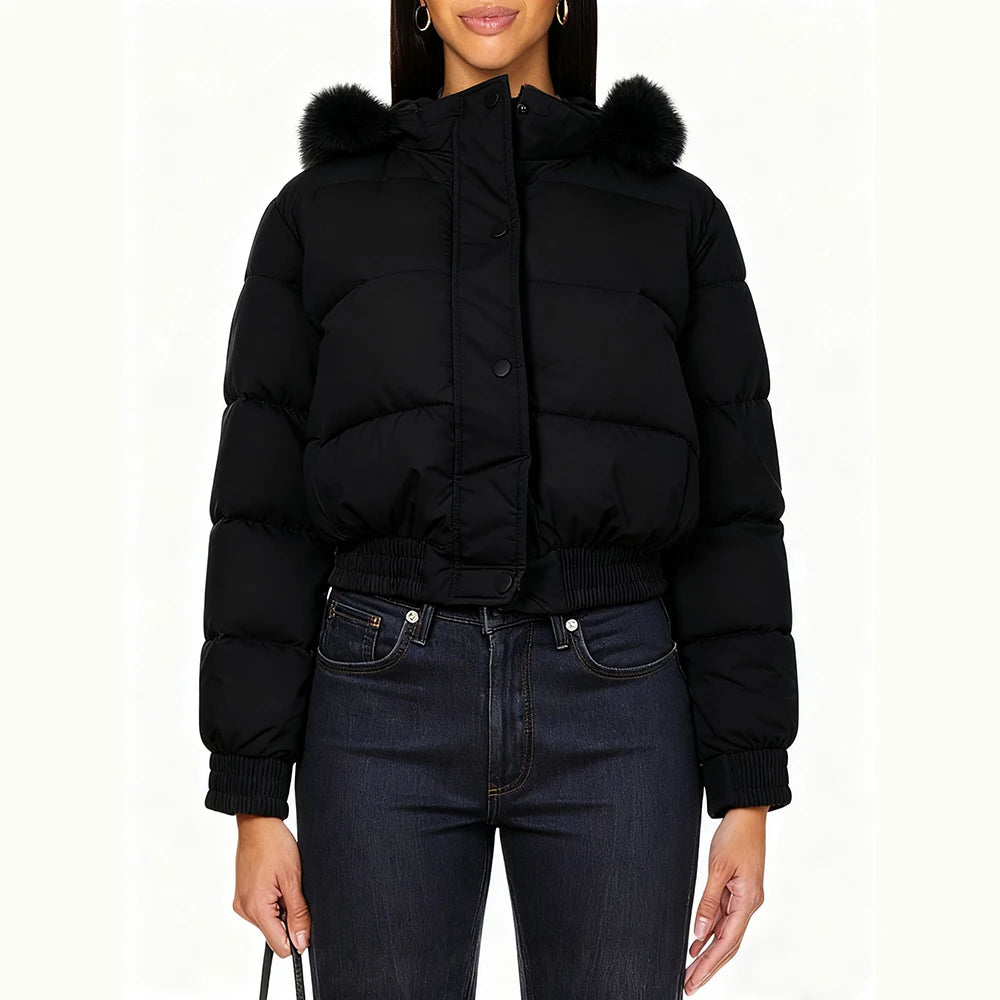 معاطف باركا نسائية أنيقة لشتاء 2025، معطف مبطن من القطن بأكمام طويلة وغطاء رأس من الفرو الصناعي بتصميم بسيط، بقصة فضفاضة