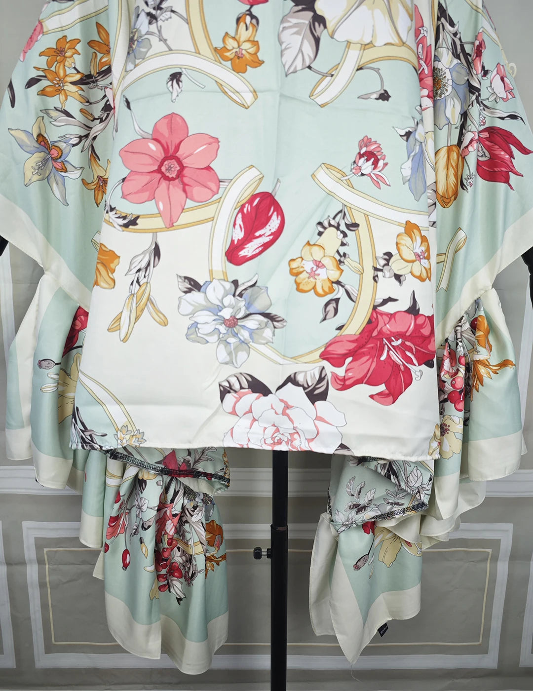 2025 Summer Fashion Beach Wear Twill Silk Loose Ruffle Sleeve Blouse For Women Elegant Lady Evening Party Soft Floral Tops