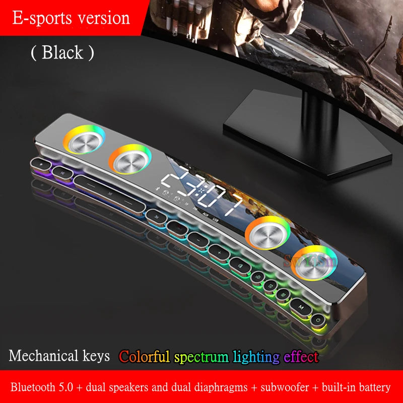High Quality Bluetooth Speakers Sound Bar RGB 3D Stereo Surround Subwoofer AUX FM Radio Home Clock Computer Music Center Hot New
