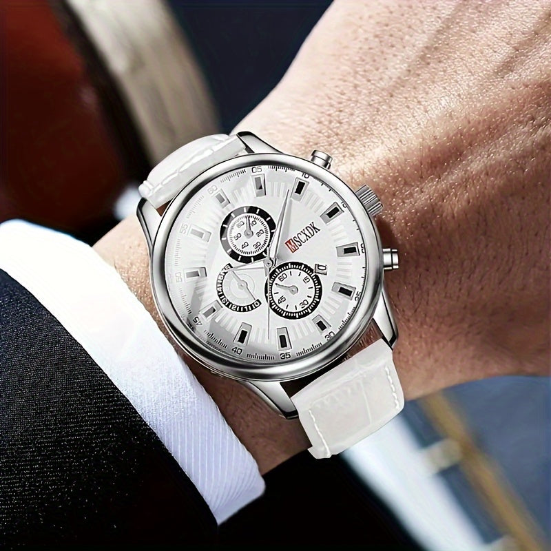 Round Quartz Watches PU Leather Strap Alloy Pointer Alloy Dial Perfect Gifts For Women Men