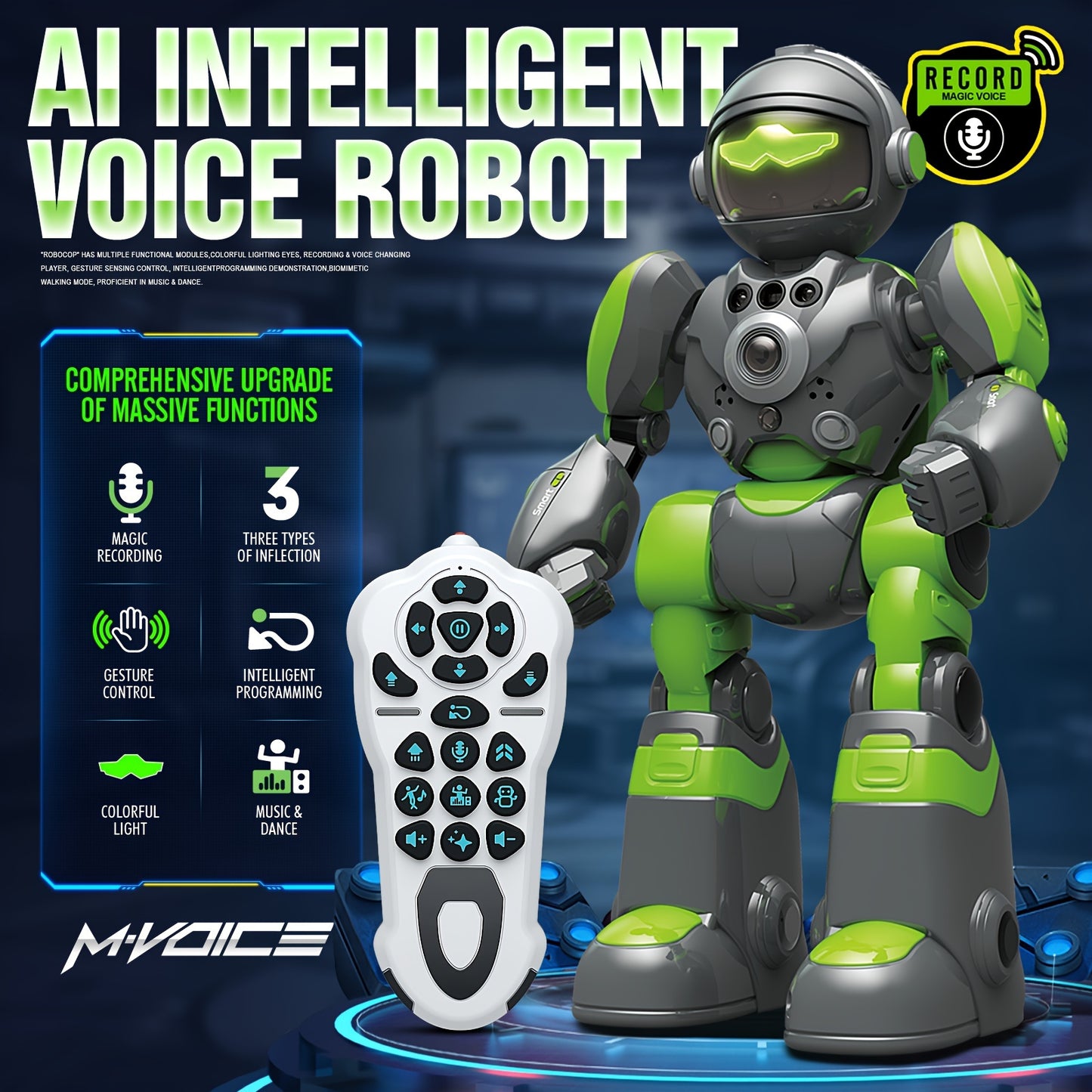 RC AI Robot Gesture Control Voice Command Programmable Touch-sense Music Song Dance Remote Control Robot For Children's Toys For Kids Ages 3+ Boys And Girls For Birthday Gifts