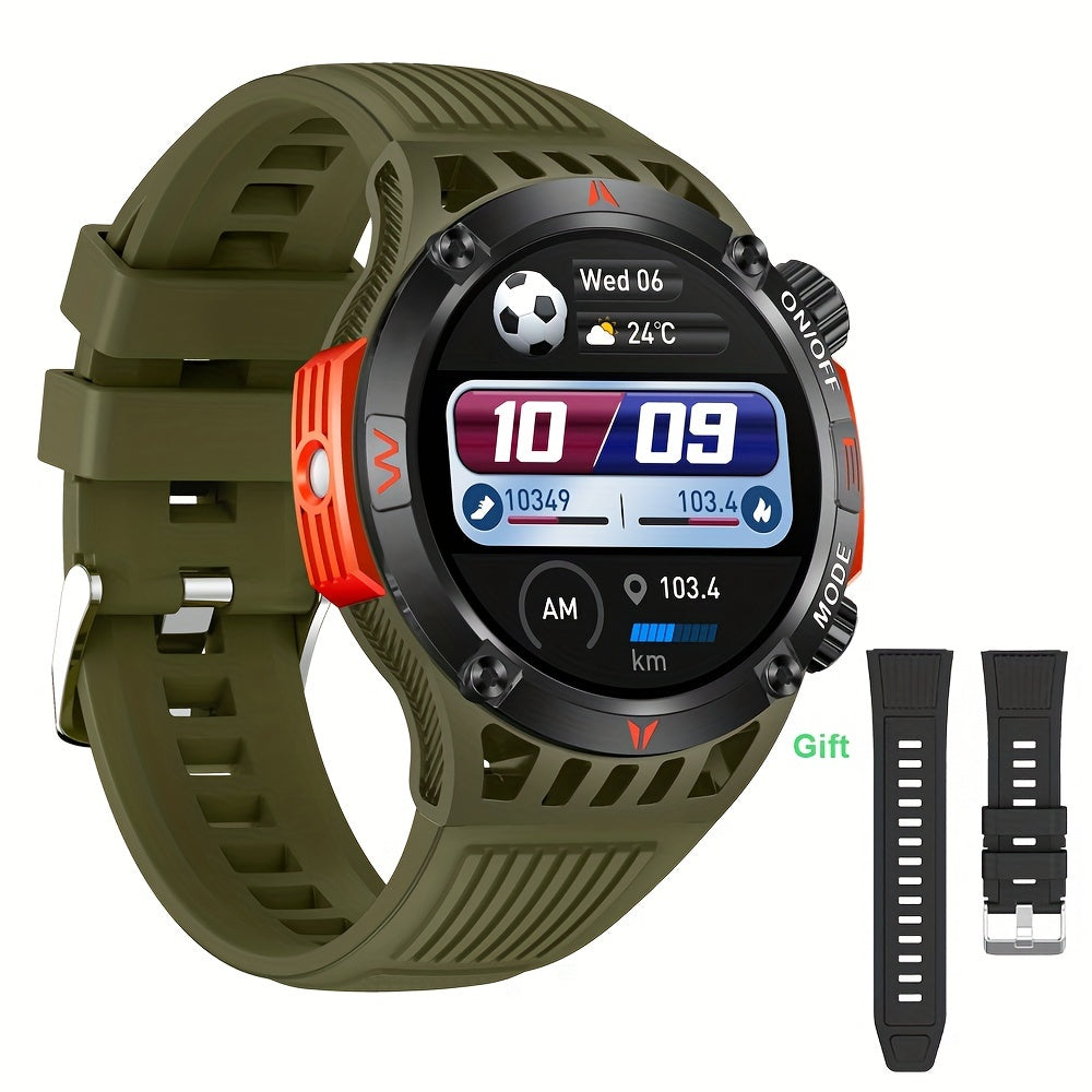 Military Smart Watch For Men Answer/Make Call, Outdoor Waterproof Tactical Sports Smartwatch With LED Flashlight Compass, Sleep Monitor Fitness Tracker Watches For IP Android Phone