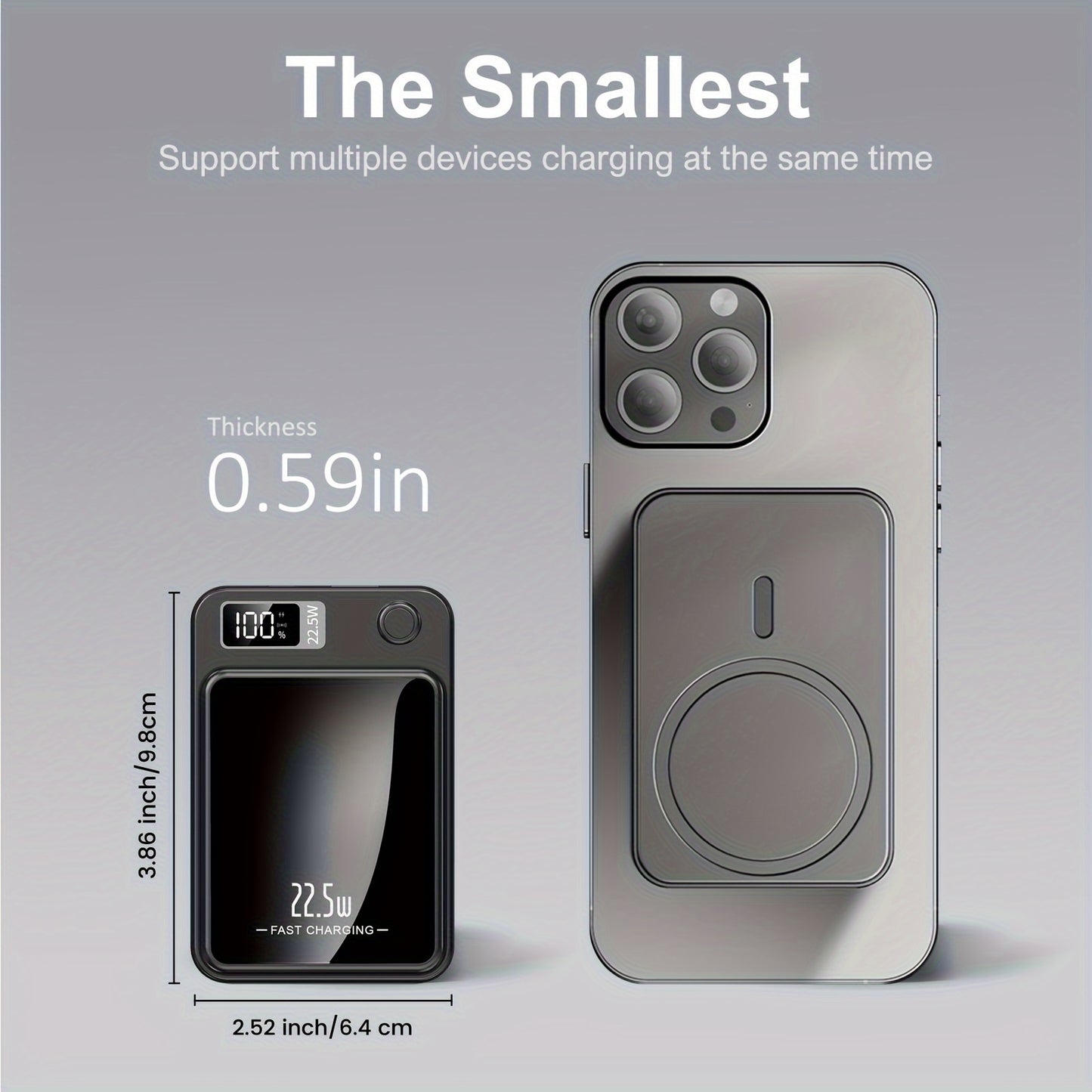 5000mAh/10000mAh High-Speed Magnetic Wireless Power Bank - Portable Charger with LED Display, 22.5W Safe Charging, Wide Compatibility, for iPhone 15 Pro/14 Max/13/12, for Android Phones, Compact And Portable, Stylish Design,