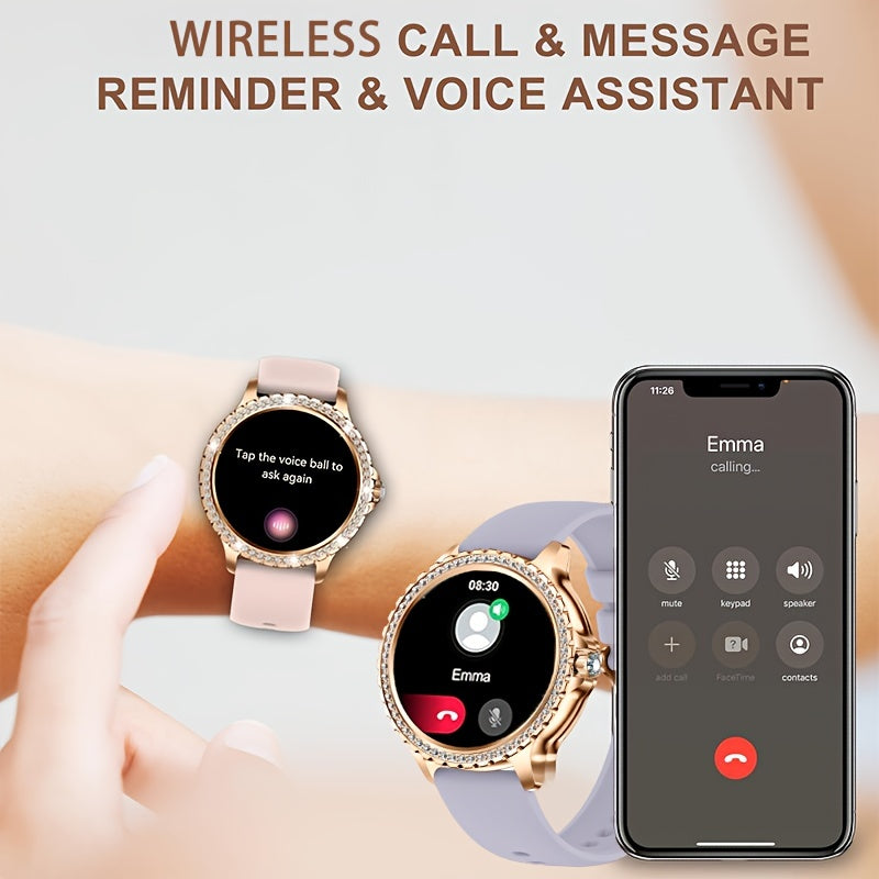 ساعة ذكية، ساعات ذكية تعمل باللمس بالكامل متوافقة مع أندرويد وآيفون، (الرد على المكالمات/إجرائها) ساعة ذكية لتتبع اللياقة البدنية للنساء/الرجال مع ساعة ذكية رياضية/خطوة، مثالية للهدايا (تتضمن أشرطة: وردي غامق + أحمر نبيذي + أرجواني فاتح)