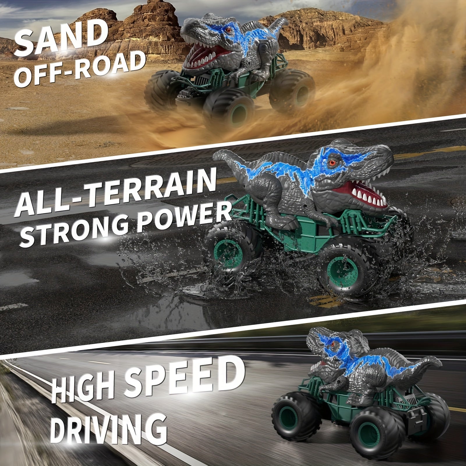 ألعاب سيارات ديناصورات تعمل بالتحكم عن بعد بتردد 2.4 جيجاهرتز للأطفال الأولاد من سن 4-7 سنوات، ألعاب سيارات ديناصورات تعمل بالتحكم عن بعد مزودة بضوء وصوت ورذاذ، هدايا داخلية وخارجية للأولاد من سن 4 إلى 6 سنوات، ألعاب سيارات تعمل بالتحكم عن بعد للأولاد