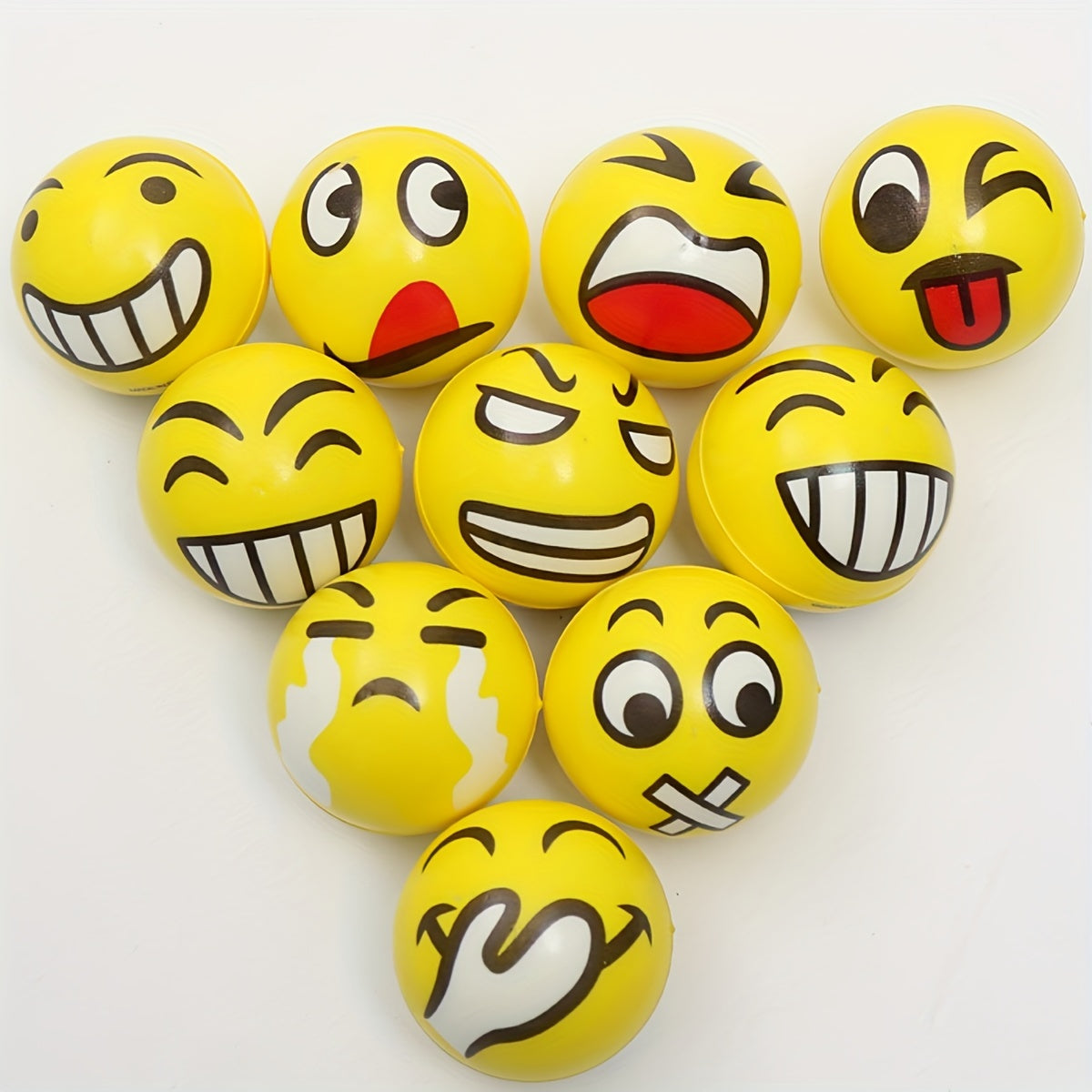 12-Pack Funny Face Stress Relief Squeeze Balls, Sponge Novelty Squishy Toys for Kids, Assorted Facial Expressions Gag Toys, Party Favors, Holiday Blind Box, Birthday Gifts for Ages 3-8, TPU Material