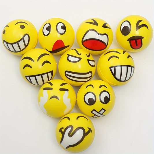 12-Pack Funny Face Stress Relief Squeeze Balls, Sponge Novelty Squishy Toys for Kids, Assorted Facial Expressions Gag Toys, Party Favors, Holiday Blind Box, Birthday Gifts for Ages 3-8, TPU Material