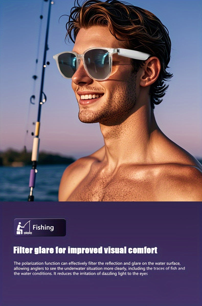 [نظارات ذكية جديدة] نظارات ذكية: نظارات رياضية خارجية جديدة لالتقاط الصور | موسيقى ومكالمات، خفيفة الوزن، تصوير عن بُعد، ميكروفون مدمج ومكبر صوت، خاصية تقليل الضوضاء، تعمل باللمس ومساعد صوتي بالذكاء الاصطناعي، متوافقة مع بروتوكول الإنترنت.