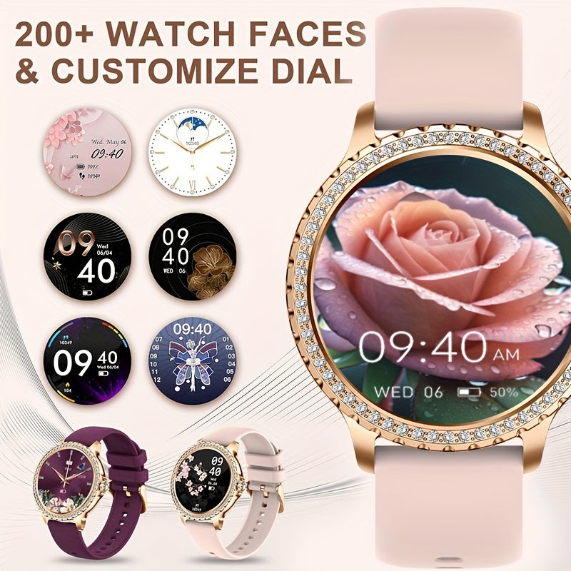 Smart Watch, Full Touch Smart Watches for Android & iPhone Compatible,(Answer/Make Call) Smart Fitness Tracker Watch for Women/Man Smartwatch with Sports/Step, Ideal for Gift (Include Bands:Dark Pink + Wine Red + Light Purple