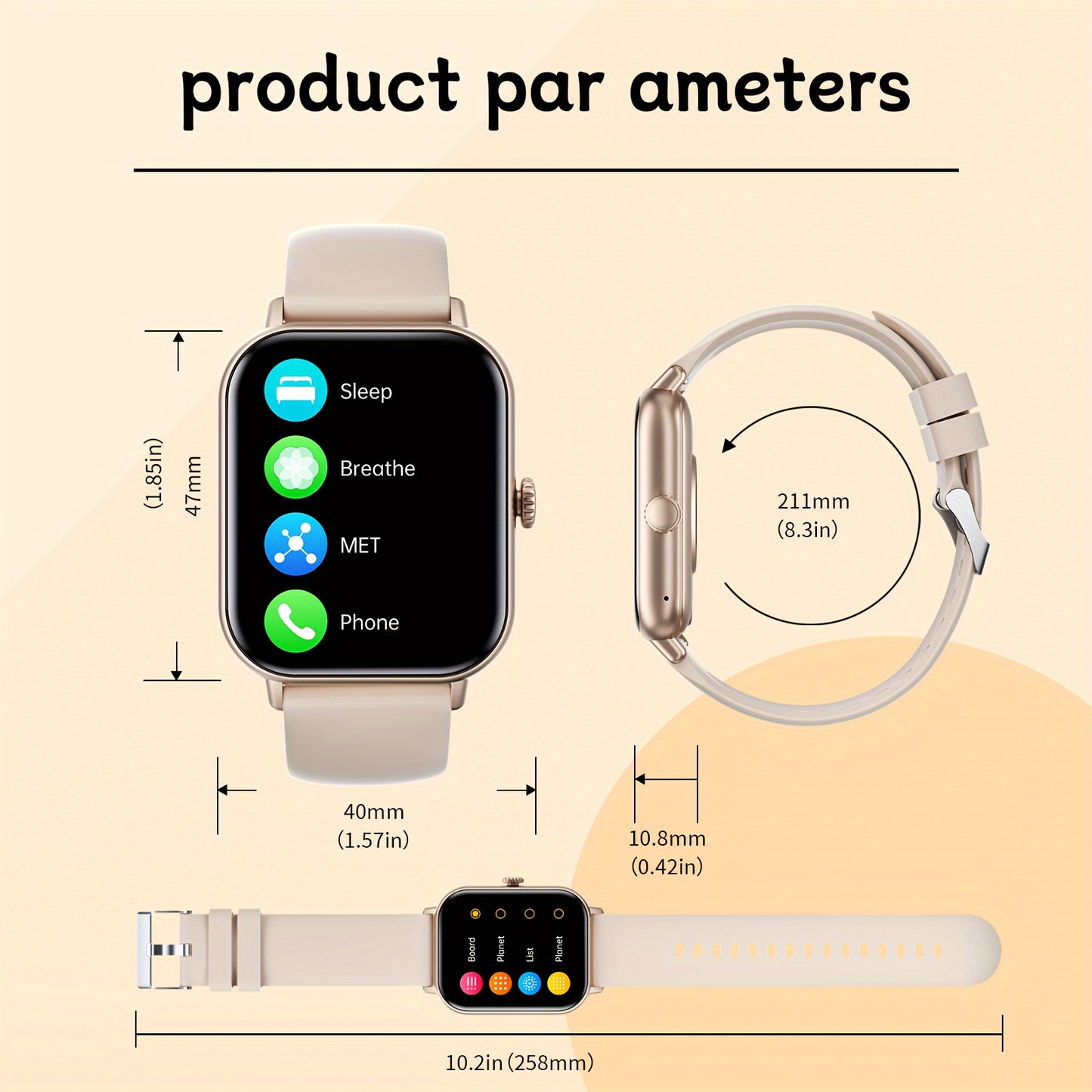 Smart Watch For Women&Men, 2.01 Inch Full Touch Screen, Smart Call Watch Round Style, Answer And Make Call, Message Push, Compatible With IPhone And Android Phones, Fashionable Fitness Tracking Watch, Steps, Distance, Calorie