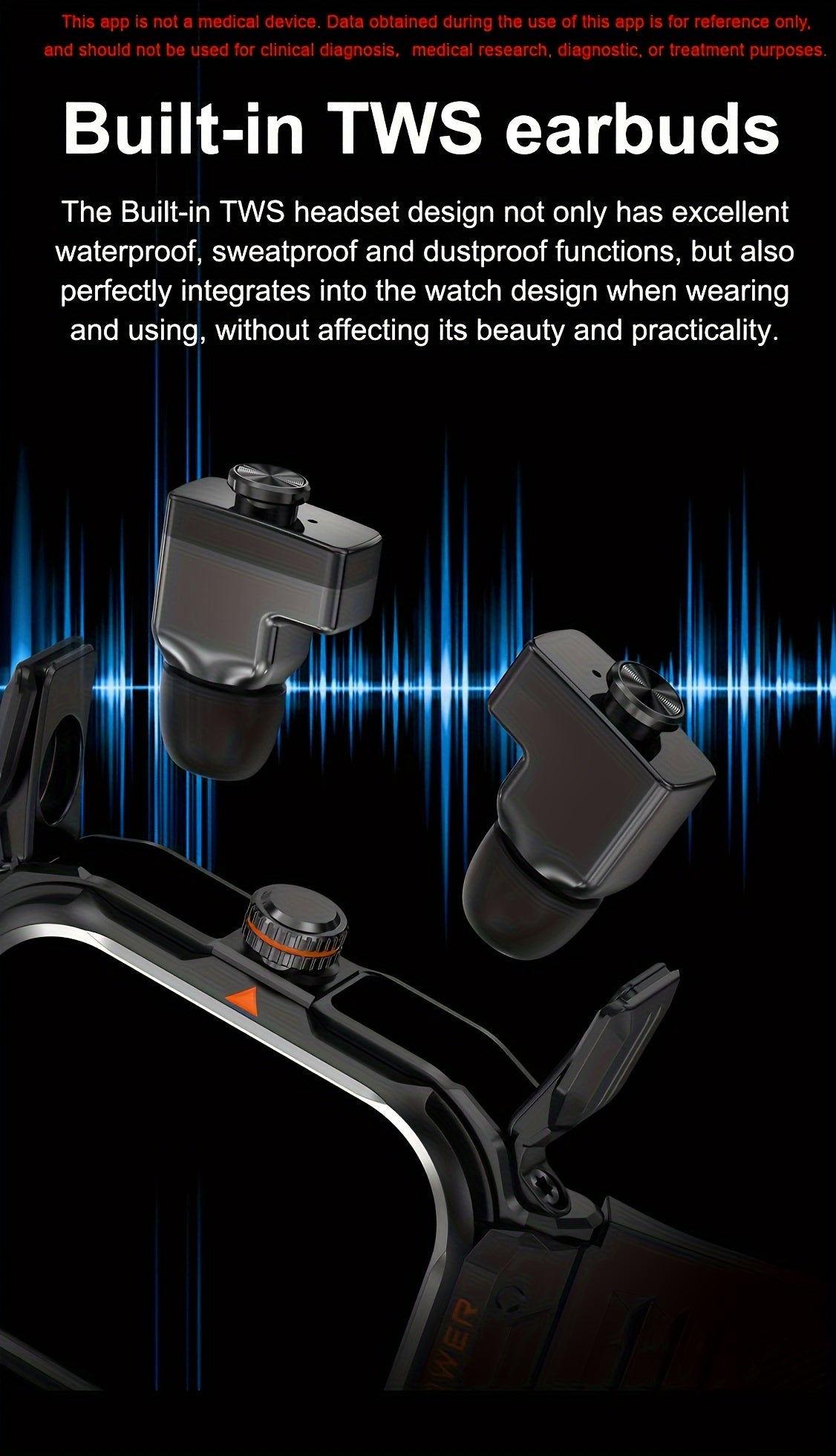 [2-in-1 Headset Smartwatch] LONZERUI new 2-in-1 headset smartwatch for men and women Bluetooth call waterproof smartwatch, 2.01 inch full touch screen display, with messages, answering calls, information reminders, for iPhone