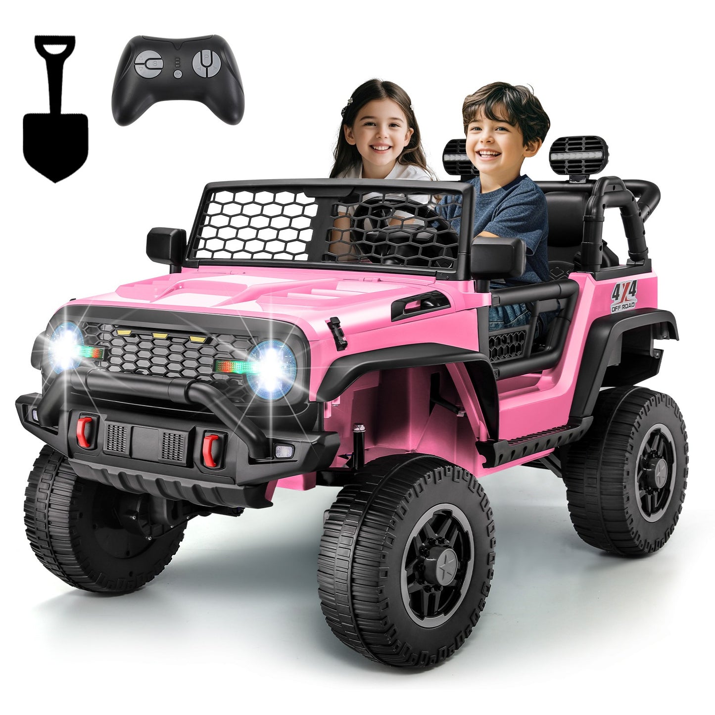 XL 24V Ride-on Toys, Kids Driveable Car Two Seater with Parent Remote, 20'' Wide Seat, 4x100W Powerful Motors, Music, Electric Ride-on Toys for Kids 24v, LED Head Light, Christmas Gift