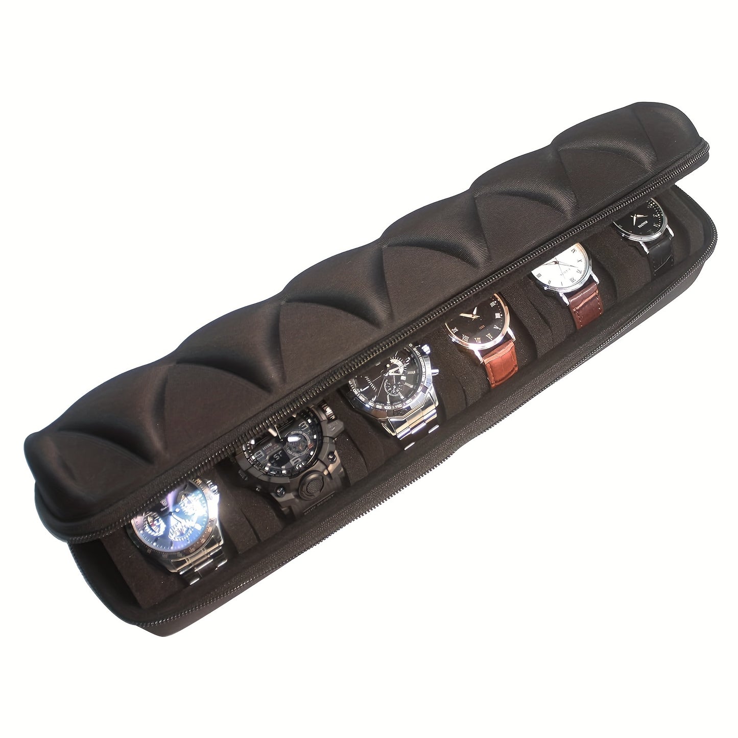 6-Watch Storage Case - Durable Hard-Shell Protection, Spacious Interior, Plush Soft Pillow - Portable Travel Case for Watches, Ideal for Home Storage and Organization