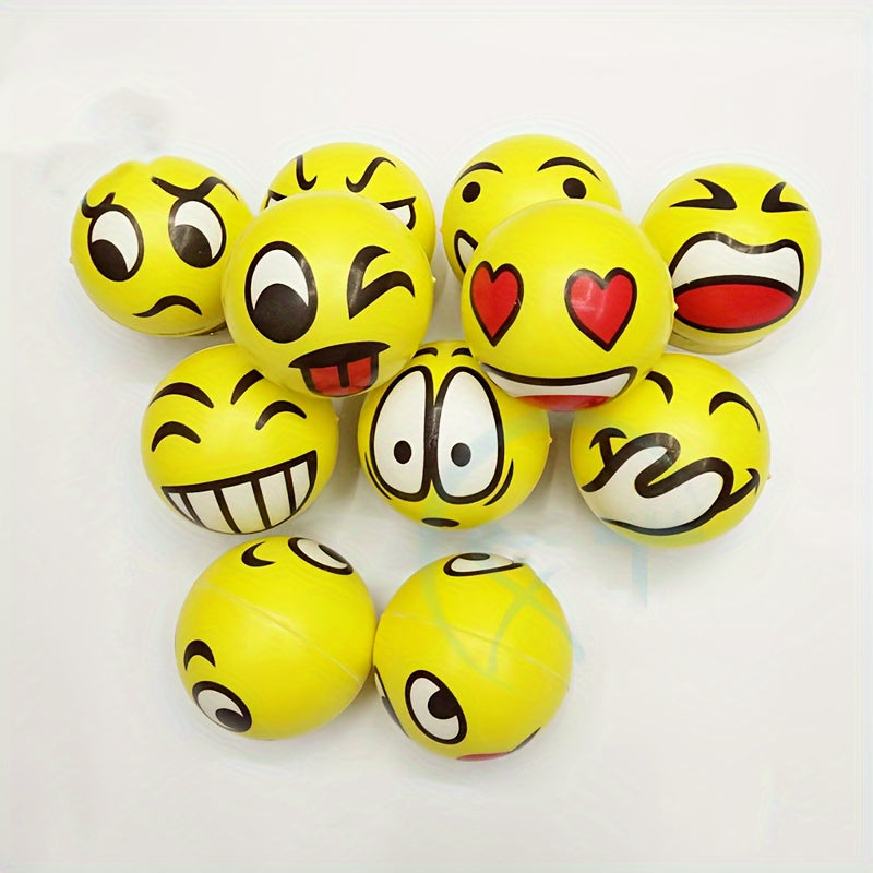 12-Pack Funny Face Stress Relief Squeeze Balls, Sponge Novelty Squishy Toys for Kids, Assorted Facial Expressions Gag Toys, Party Favors, Holiday Blind Box, Birthday Gifts for Ages 3-8, TPU Material