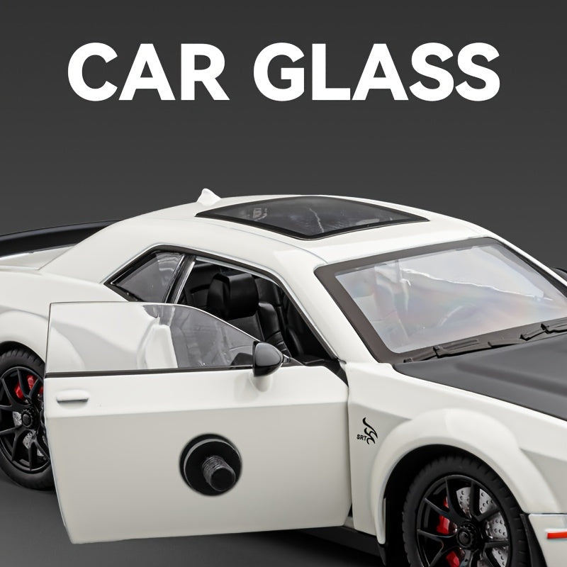 سيارة لعبة من سبائك الزنك بمقياس 1:24 لسيارة تشالنجر هيلكات المصنوعة من سبائك الزنك، ألعاب للأطفال والكبار، مصنوعات معدنية للصديق، هدية للشباب (أبيض) هدية عيد الهالوين والكريسماس