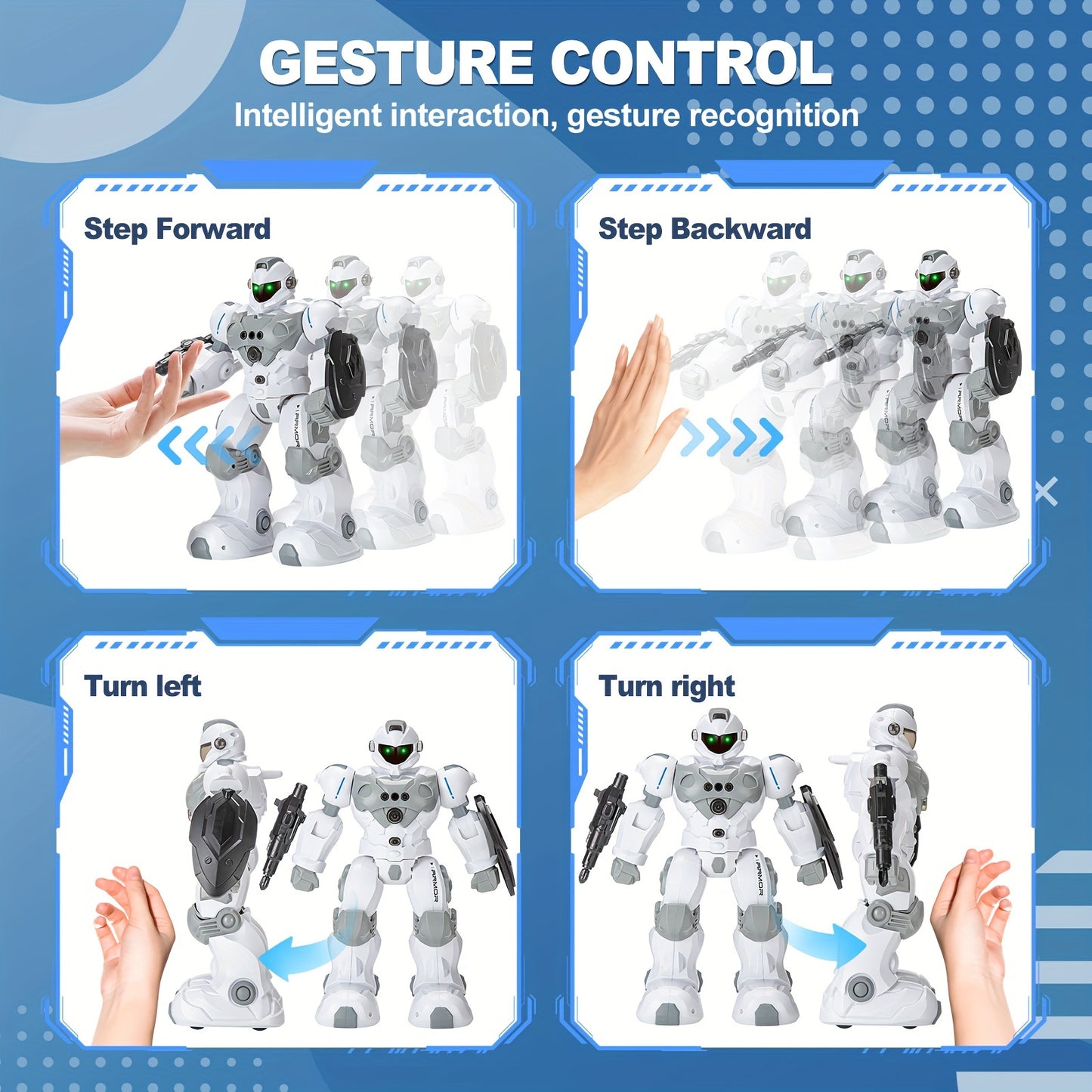 Control Robot Toys for Kids: Intelligent Programmable Robot Gifts for Kids Popular Science Story Toys with 2.4Ghz WiFi Signal Gesture Sensing for Kids